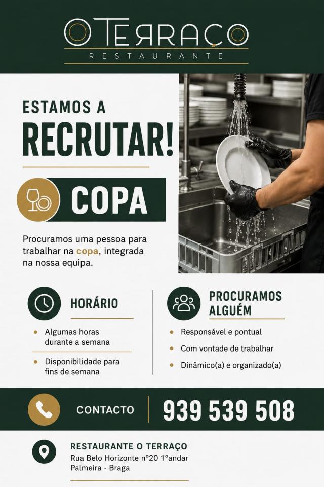 Oferta de emprego | o Terra&ccedil;o Restaurante