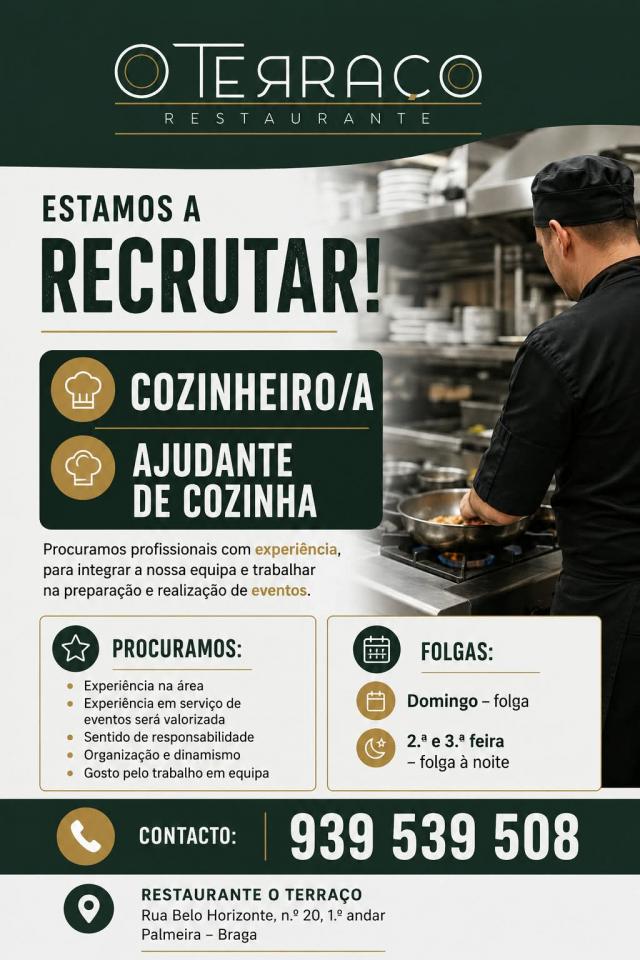 Oferta de emprego | o Terra&ccedil;o Restaurante